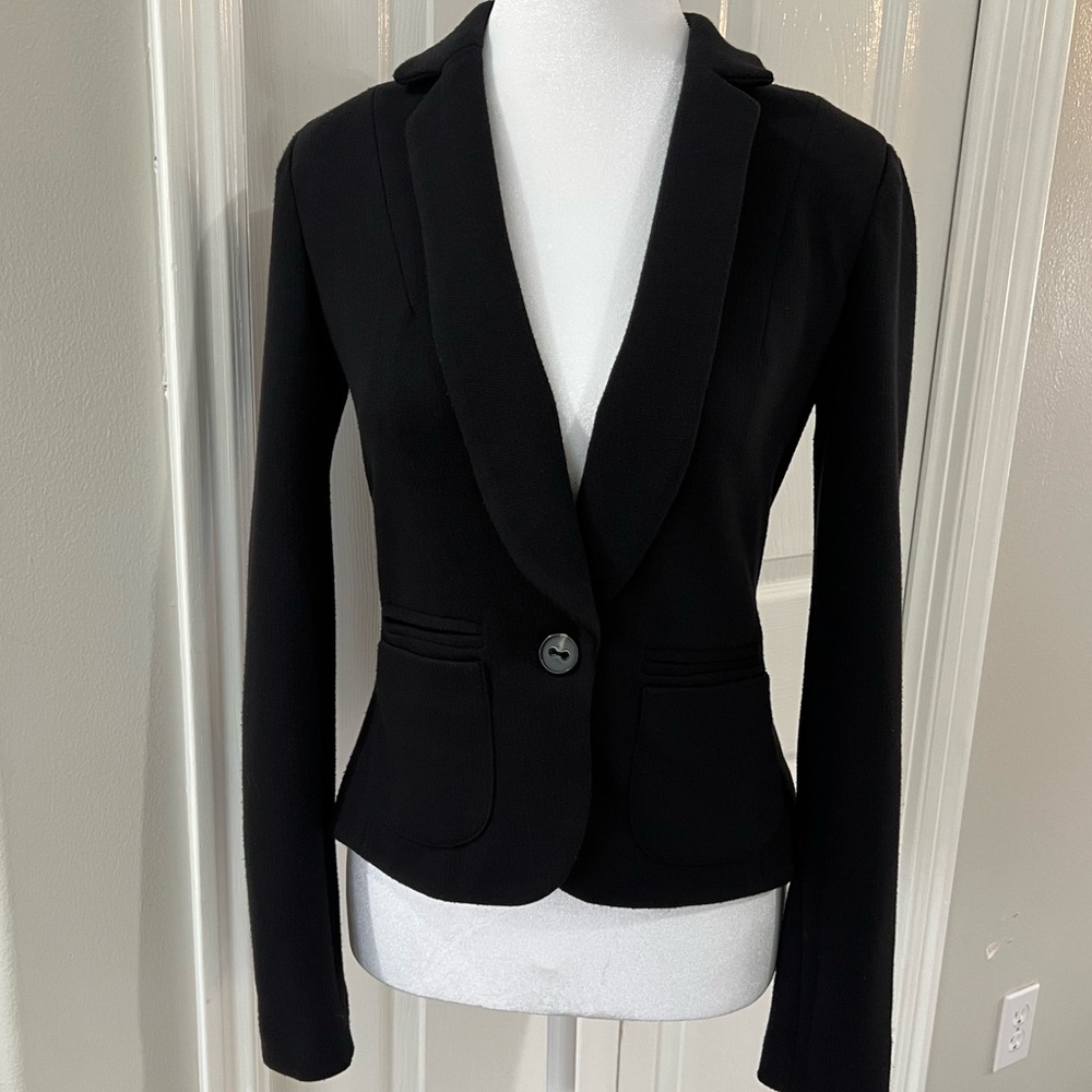Cartonnier Anthropologie Women’s Knit Notched Collar Blazer Jacket Black Size 0